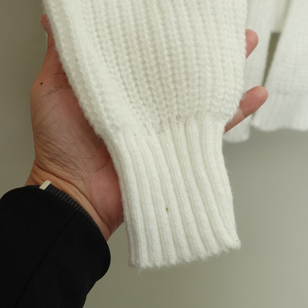 Zenana Womens Open Front Cardigan Sweater Ribbed Knit Long Sleeve White Large - Picture 4 of 7